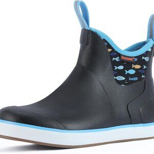 Women's Waterproof Rubber Neoprene Rain Boots Ankle Deck Footwear, Non-Slip